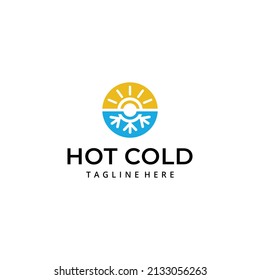 Illustration abstract hot sun and cold ice frozen sign logo design vector