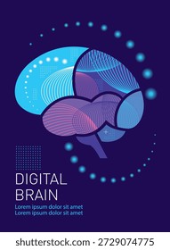 Ilustração do modelo Abstract Human Brain for Cover Design. Tecnologia de inteligência artificial. Tema de Ciência.  
