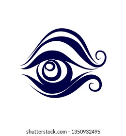 Illustration of Abstract Human Eye Icon on White Background. Sketch for Tattoo, Vintage style posters. Coloring Book for Adults