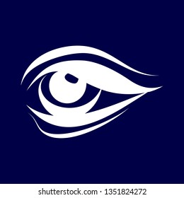 Illustration of Abstract Human Eye Icon on Dark-blue Background. Sketch for Hipster T-shirt Design, Vintage style posters. Coloring Book for Adults