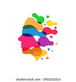 illustration of abstract human head with colorful spot or dot vector 