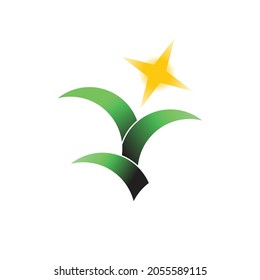 illustration of abstract icons based on the letter Y and star. a leaf green logo icon vector.