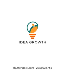 ILLUSTRATION ABSTRACT IDEA WITH LEAF SIMPLE BULB LAMP LOGO ICON TEMPLATE DESIGN VECTOR