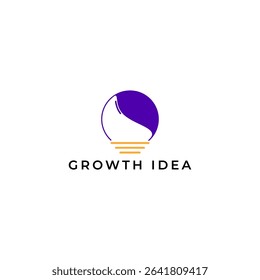 ILLUSTRATION ABSTRACT IDEA WITH LEAF SIMPLE BULB LAMP ORANGE PURPLE COLOR LOGO ICON TEMPLATE DESIGN VECTOR