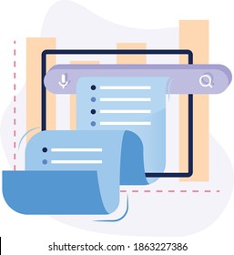 Illustration einer abstrakten Internetsuche und vermehrter Anfragen