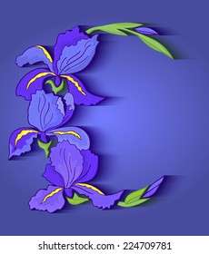 Illustration of abstract iris frame on blue background 