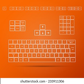 Illustration of an abstract  keyboard on a colorful orange background.