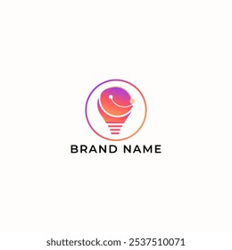 ILUSTRACIÓN LÁMPARA ABSTRACTAS CON IDEA SIMPLE GRADIENTE NARANJA PÚRPURA COLOR LOGO ICONO PLANTILLA DISEÑO VECTOR