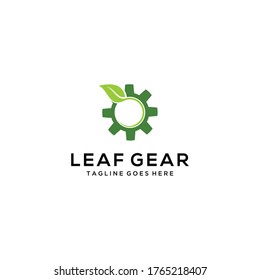 Illustration of an abstract leaf combined with a gear in the mechanical industry.