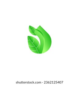 ILLUSTRATION ABSTRACT LEAF GRADIENT GREEN COLOR LOGO ICON SIMPLE DESIGN ELEMENT VECTOR