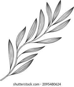 Illustration abstrakter Blätter. Zeilenvektorkunst