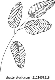 Illustration abstrakter Blätter. Zeilenvektorkunst