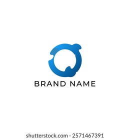 ILLUSTRATION ABSTRACT LETTER O, CIRCLE LOGO ICON GRADIENT BLUE COLOR ELEMENT DESIGN VECTOR 