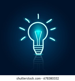 Illustration of an abstract light bulb design on a colorful blue background.