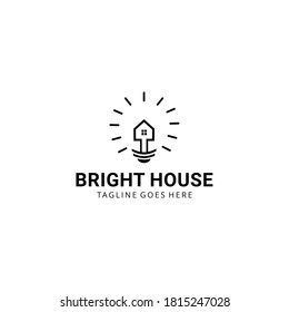 Illustration of abstract light bulb with house inside of an electric graphic and on the outside elements of electricity technology.
