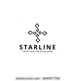 Illustration abstract line art shape like star or flower sign logo design vector