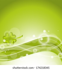 Illustration abstract line background with clover for St. Patrick's Day - vector