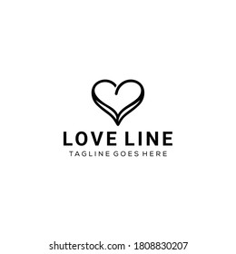 Illustration abstract line love/heart sign luxury with ribbon logo design 