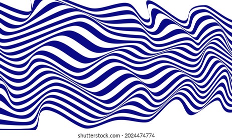 Illustration of abstract line wave background. Blue and white curved line stripe mobious wave abstract background. Blue wavy lines pattern. Perfect for Wall decoration, poster, banner etc. 
