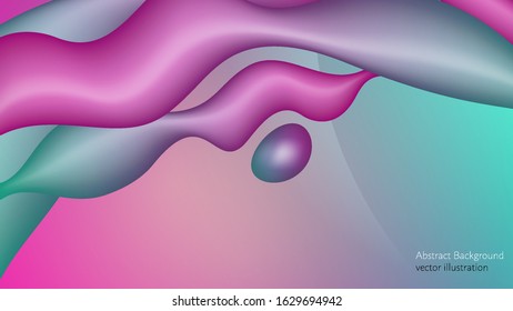 Illustration of abstract liquid background, blue and pink gradient. Vector illustration