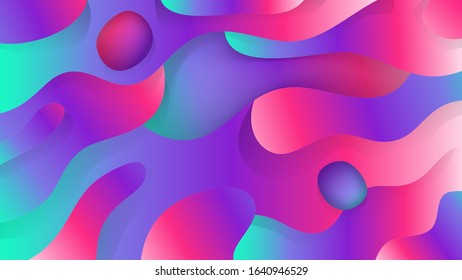 Illustration of abstract liquid background, blue, violet and pink gradient. Vector illustration.