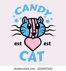 Illustration abstract love animal cat cartoon character logo sign