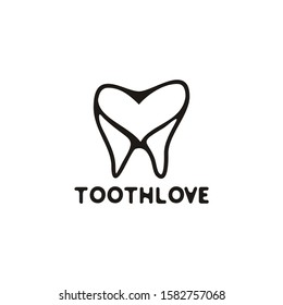 Illustration abstract love dental tooth logo vector for dentist sign and health care icon