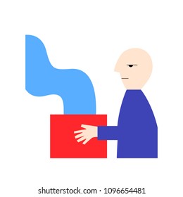 Illustration of abstract man with apathetic face