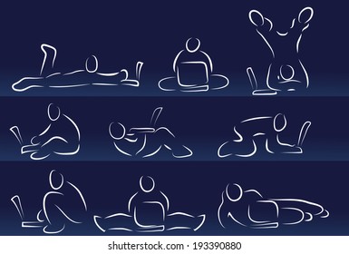illustration of abstract man working on the computer