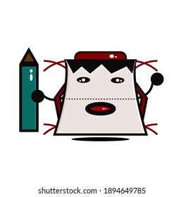 illustration abstract mascot kids go to school bring pencil and bag sign graphic