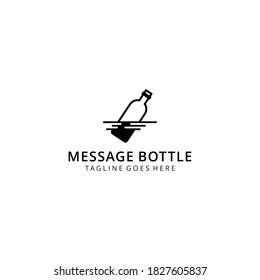 Illustration Abstract Message Paper On The Bottle River Water Sign Logo Design Template