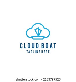 Illustration abstract modern cloud with sailboat transportation sign logo design