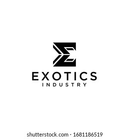 Illustration abstract modern E sign geometric logo design.