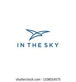 Illustration Abstract modern line art flying bird sign logo design