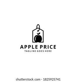 Illustration abstract modern tag price with apple fruit logo design template