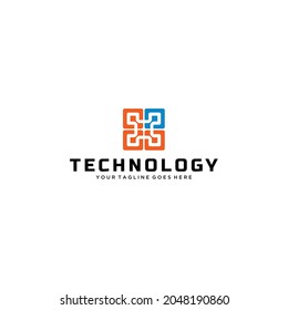 Illustration abstract modern technology symbol logo design vector