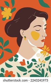 ilustración de retratos abstractos de mujeres modernas de fondo artístico plano de estilo vectorial mínimo para arte de pared, afiche, tarjeta de felicitación, invitación, postal