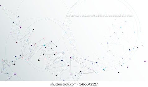 Illustration Abstract Molecules with Lines, Geometric, Polygon, Triangle pattern. Vector design network communication technology on white gray color background. Futuristic- digital technology concept