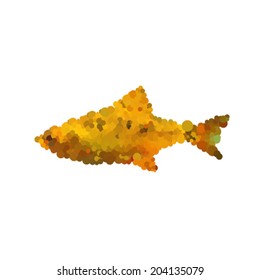 Illustration of abstract mosaic fish isolated on white background