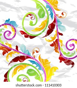 Illustration abstract multicolor floral background, design elements - vector