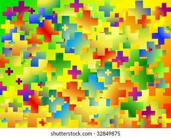 Illustration of the abstract multicolored background with plus