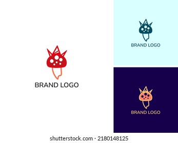 ILLUSTRATION ABSTRACT MUSHROOM WITH CORWN LOGO DESIGN VECTOR FOR YOUR BRAND, BUSINESS