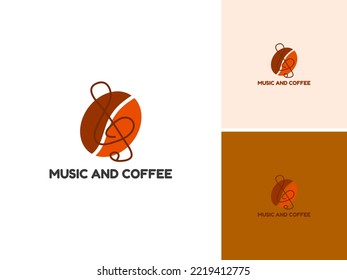 ILLUSTRATION ABSTRACT MUSIC AND COFFEE SIMPLE LOGO ICON MODERN DESIGN VECTOR
