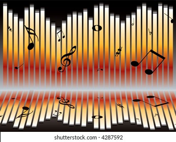 Illustration of an abstract music graph with musical notes