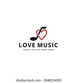 Illustration abstract music symbol note with heart logo design vector