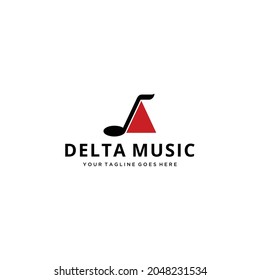 Illustration abstract music symbol note with triangle logo design vector