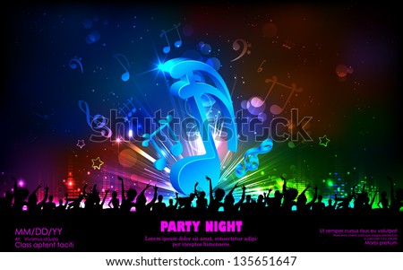 illustration of abstract musical note for party background