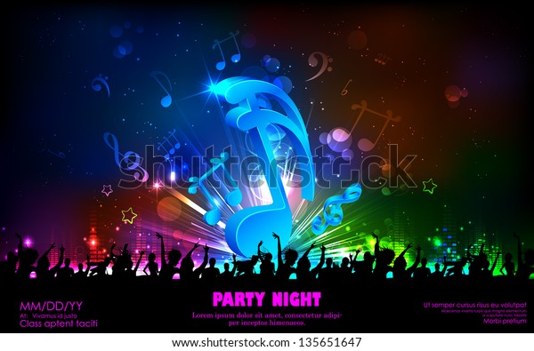 illustration of abstract musical note for\
party background