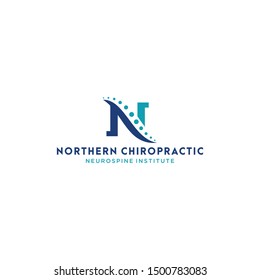 Illustration of an abstract N sign with a spine marked with curved points connected on both sides logo deign health.