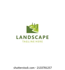 Illustration abstract nature landscape farm logo design